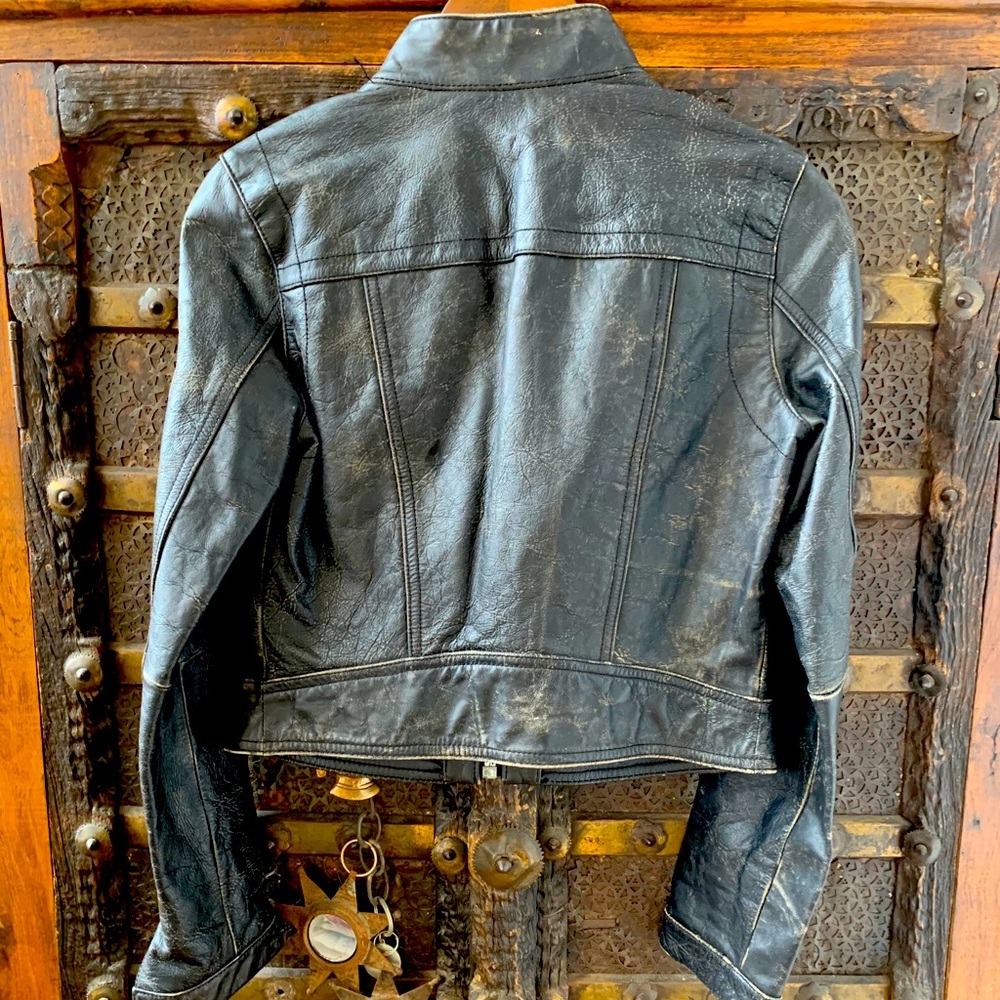 Distressed Leather Jacket - image 3